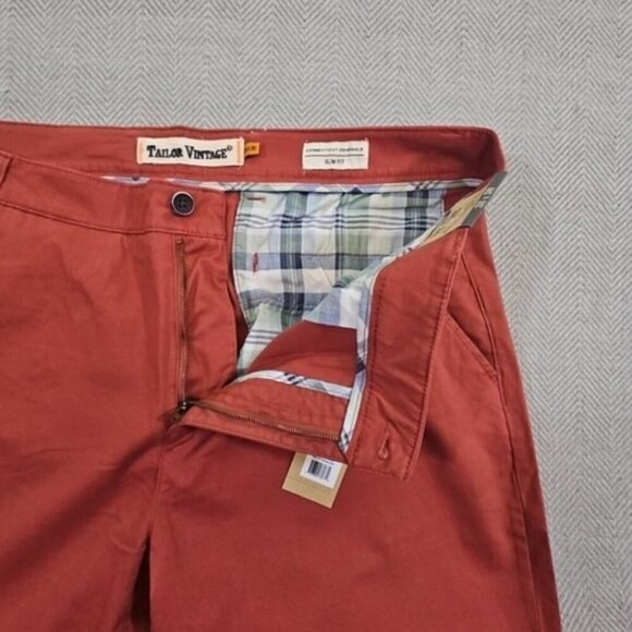 Tailor Vintage Men's Slim Fit Pants 38x30 Canyon Red Stretch Cotton Spandex NWT - Picture 14 of 16